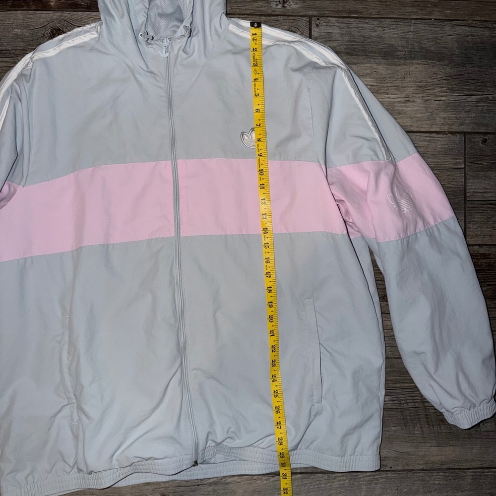 Adidas 2XL Windbreaker Jacket Blue Pink Colorblock 3 Stripe Logo Womens - Picture 8 of 9